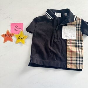 Burberry Kids Black Polo with Iconic Check